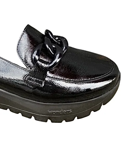 A2405 Black Patent Chain Platform Loafer