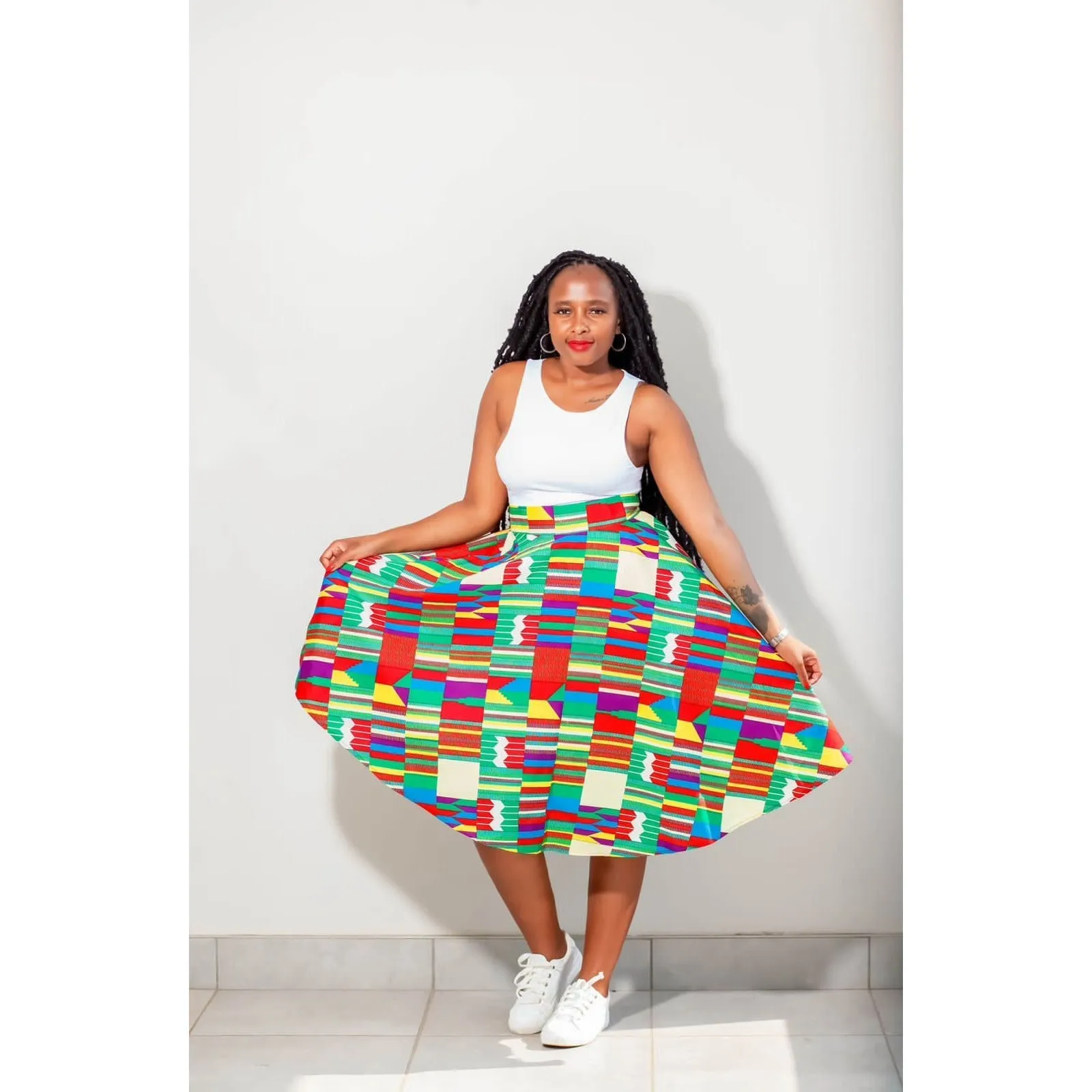 African Print Umbrella Skirt