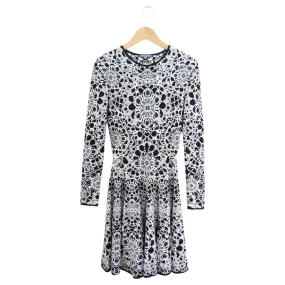 Alexander McQueen Black White Intarsia Knit Skater Dress - S