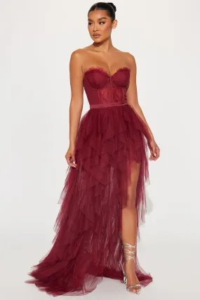 Anastasia Tulle Maxi Dress - Wine