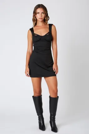 Angelina Jersey Sweetheart Mesh Bra Ruched Mini Dress - Black