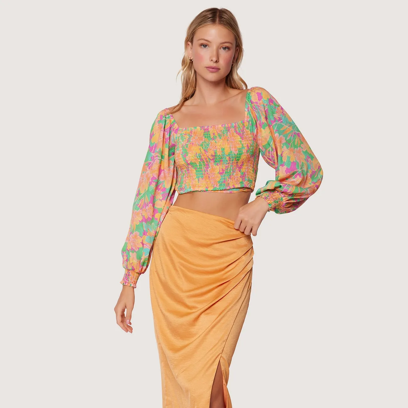 Apricot Sunset Midi Skirt