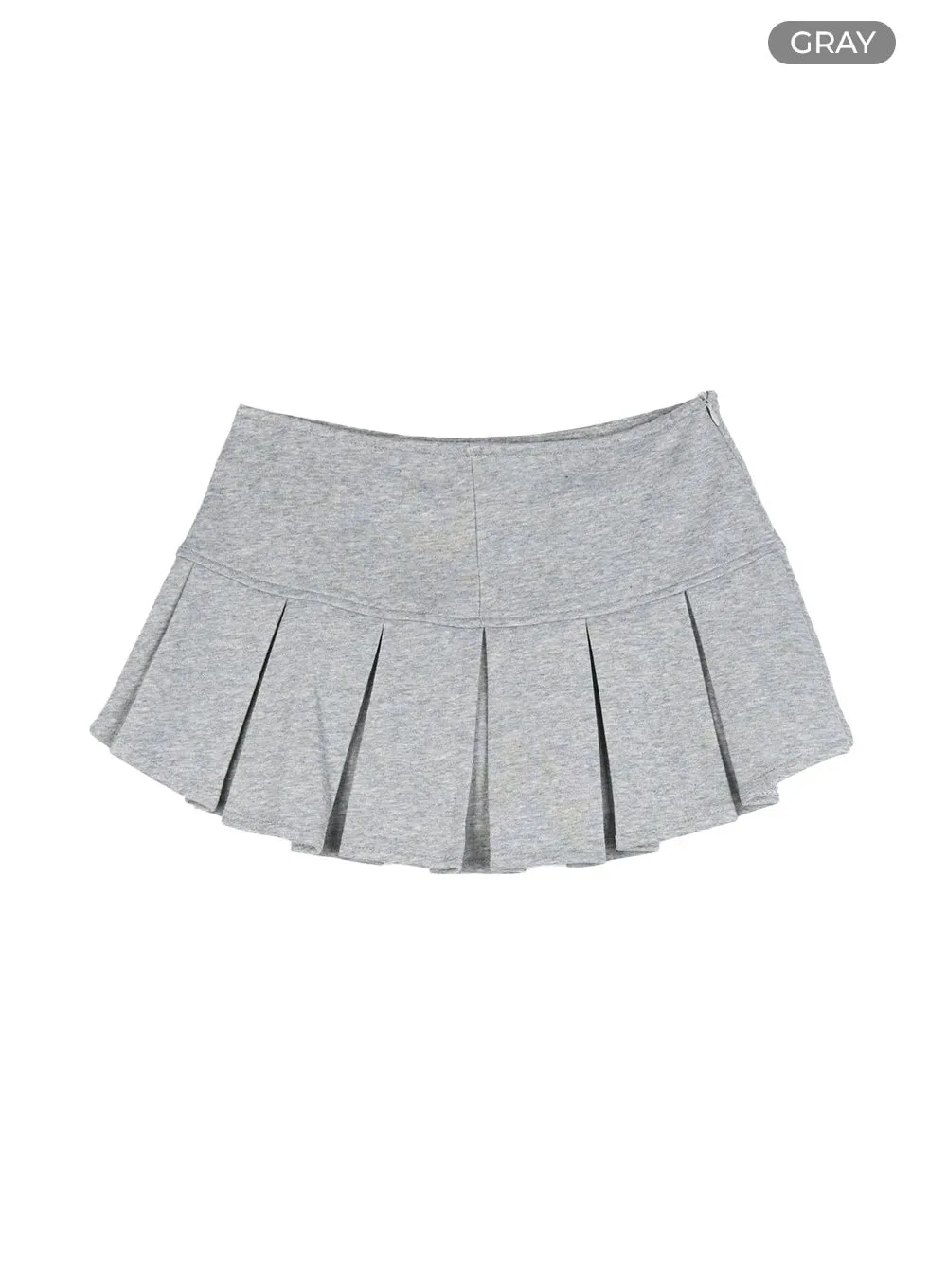 Banded Pleated Cotton Mini Skirt CU425