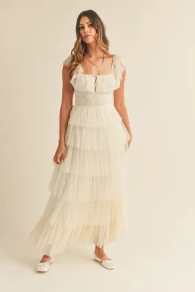 Belle Ruffle Tiered Maxi Dress - Ivory