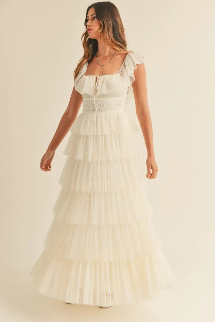 Belle Ruffle Tiered Maxi Dress - Ivory