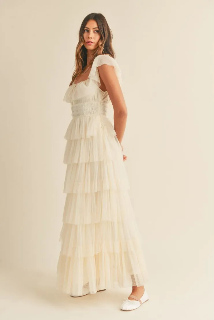 Belle Ruffle Tiered Maxi Dress - Ivory