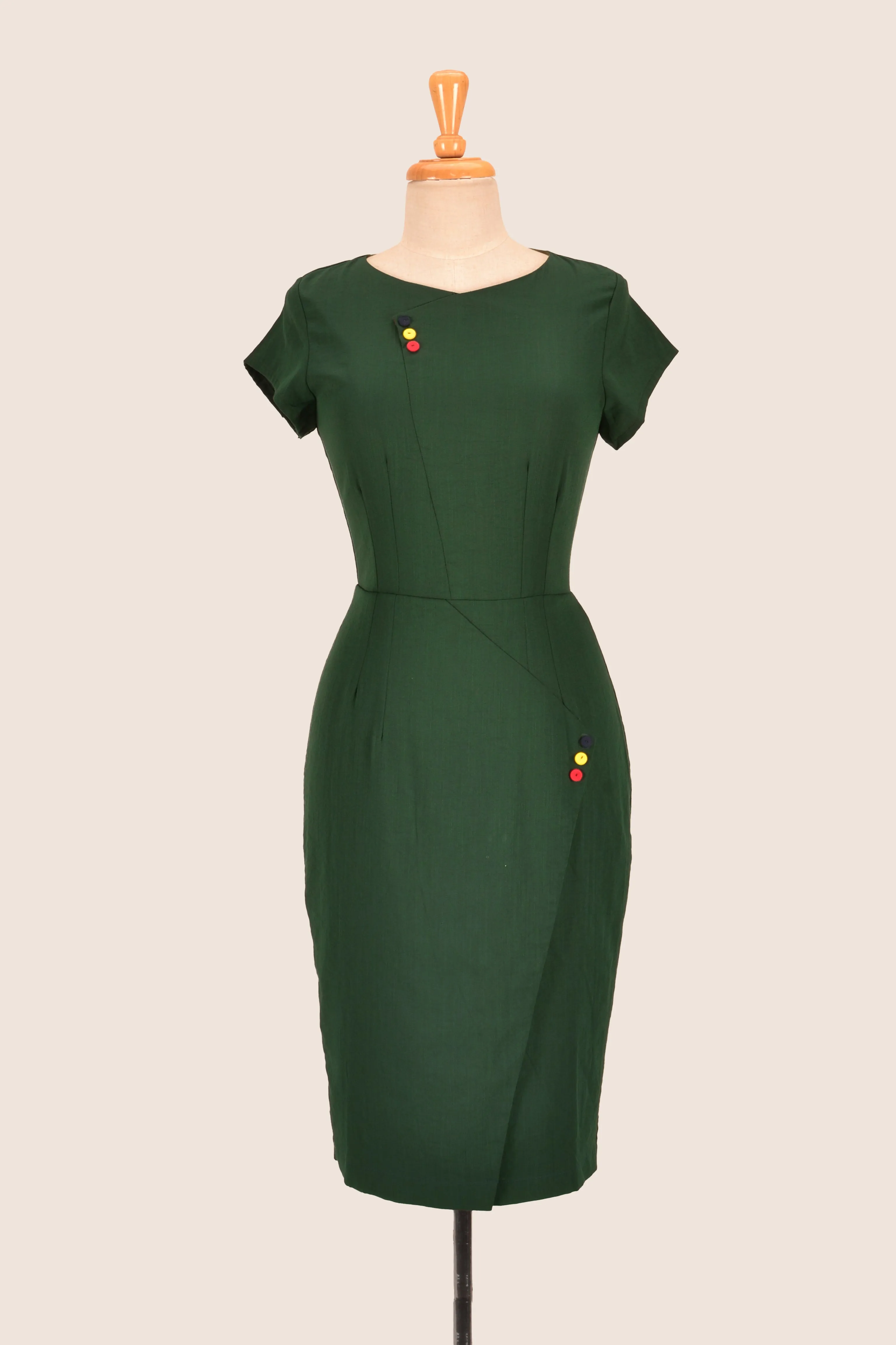 Belluci Bottle Green Linen Dress