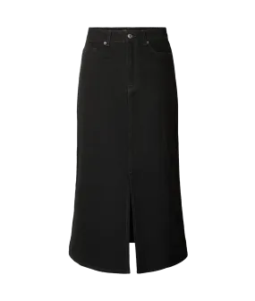 Black Denim Midi Skirt - Black