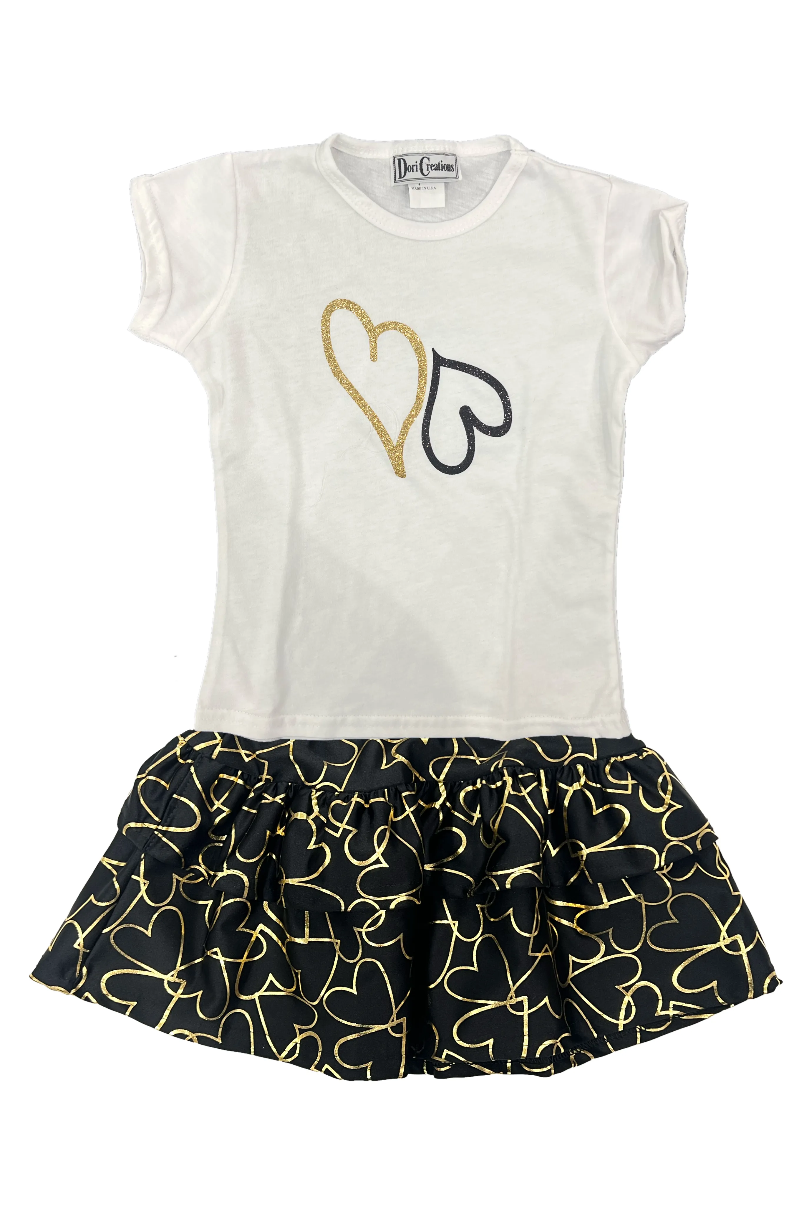 Black Gold Lame Heart Skirt