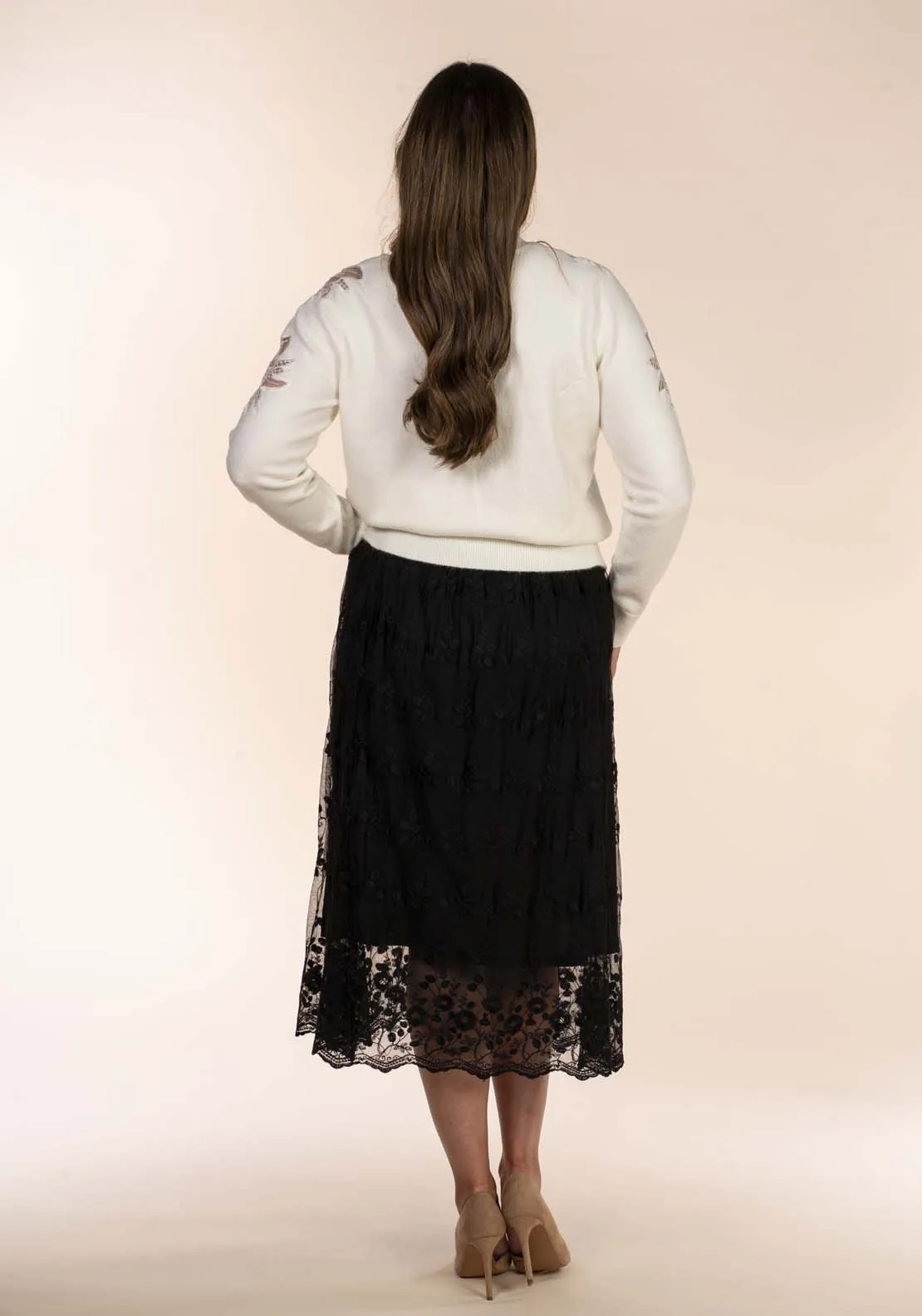 Black Lace Skirt - Black