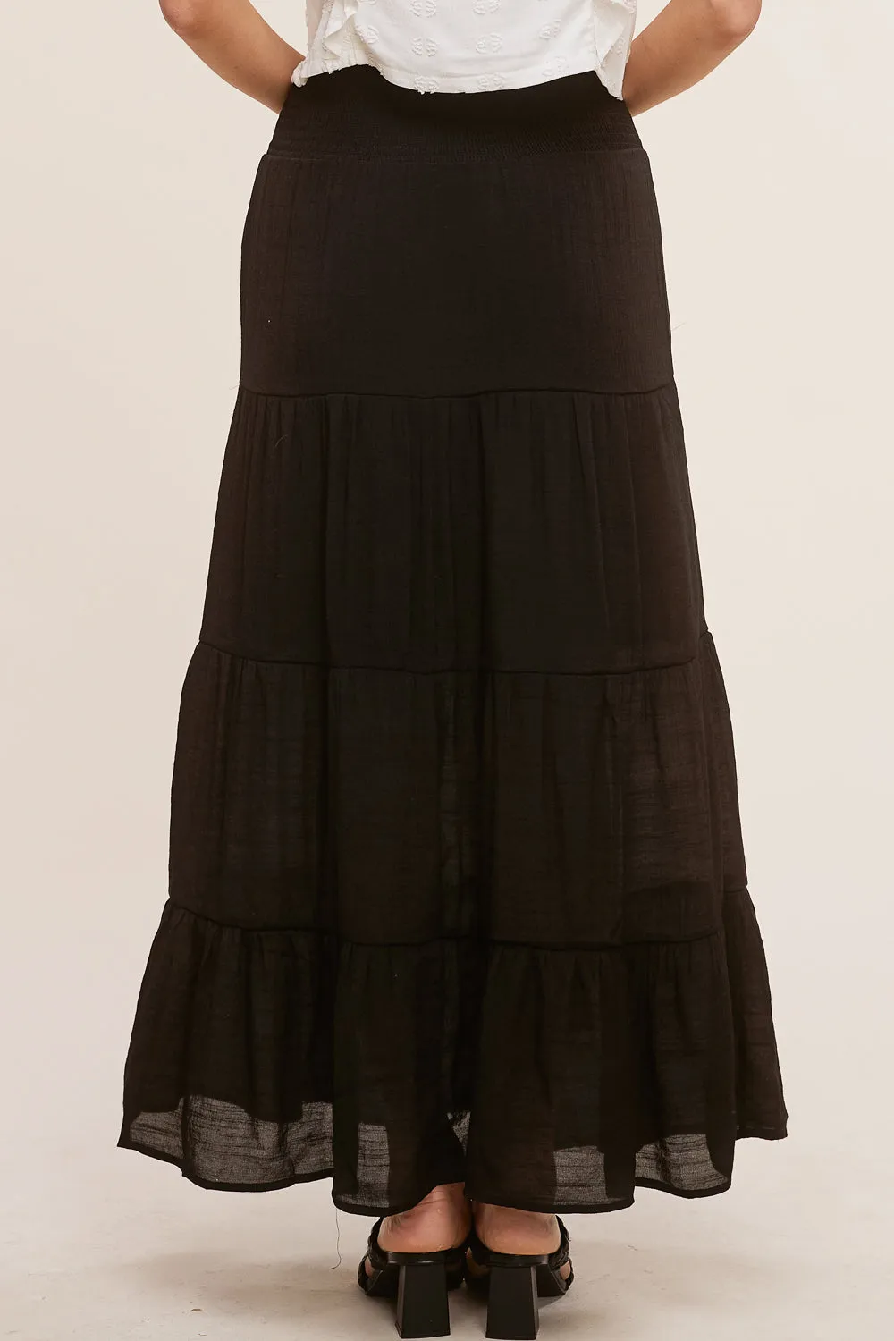 Black Tiered Maxi Skirt