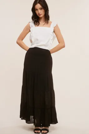 Black Tiered Maxi Skirt