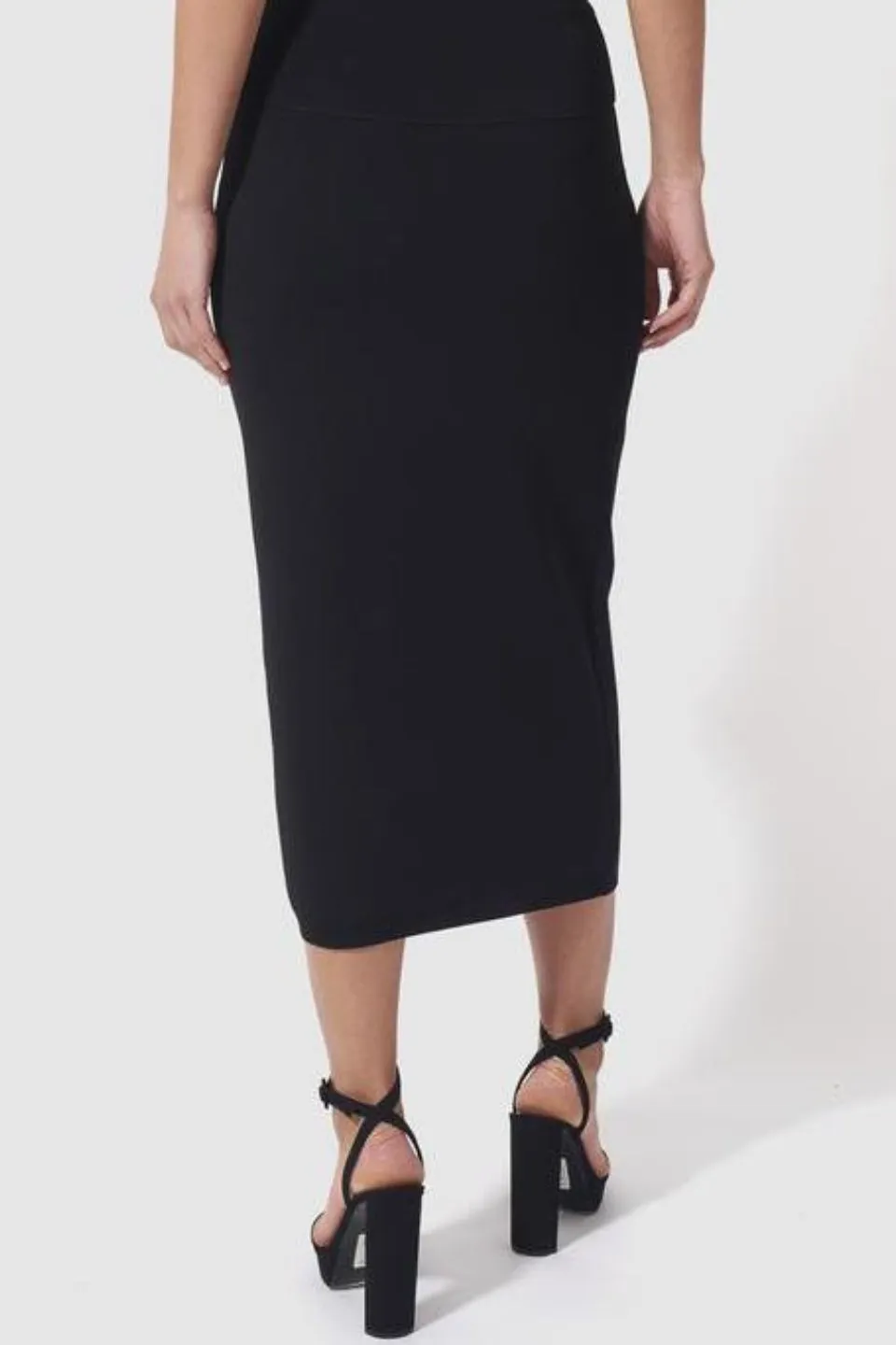 Borderline Black Aline Knit Midi Skirt