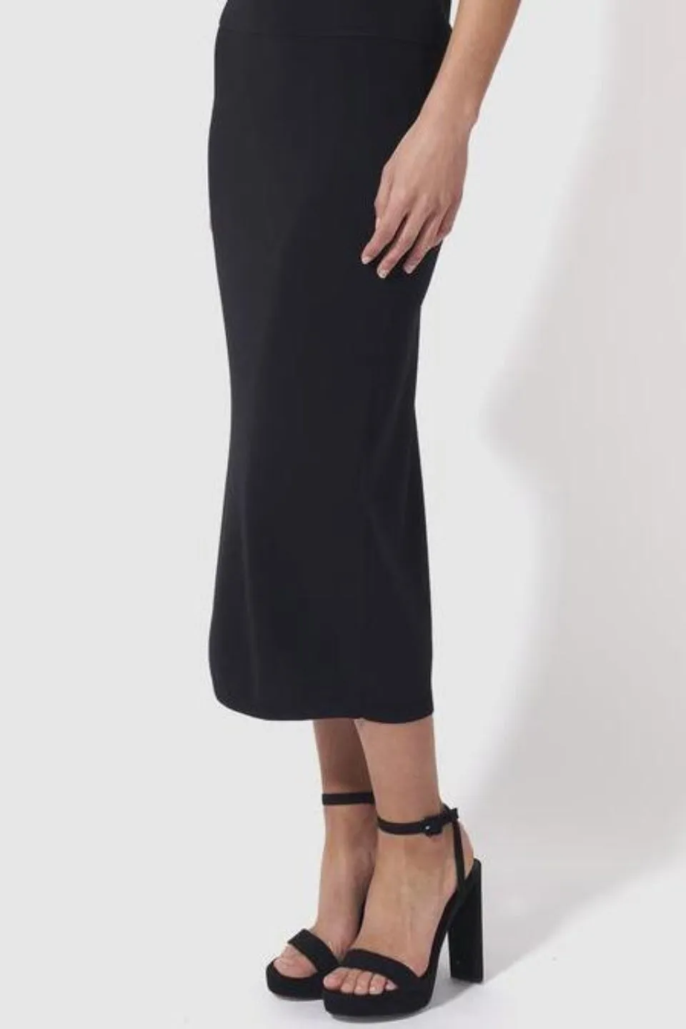 Borderline Black Aline Knit Midi Skirt