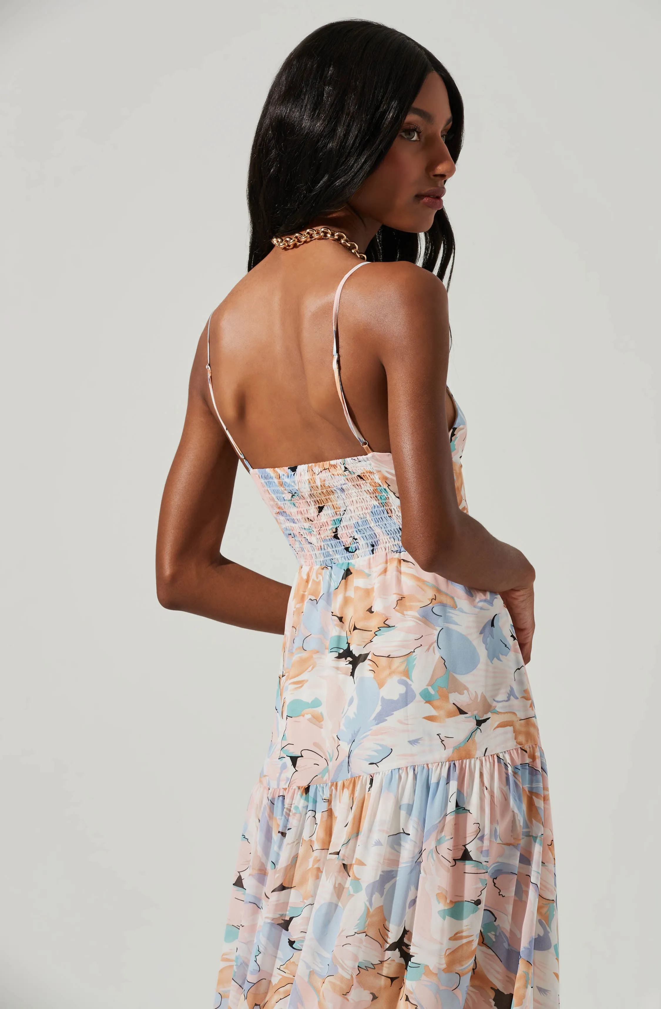 Brandy Floral Cinched Front Cutout Maxi Dress