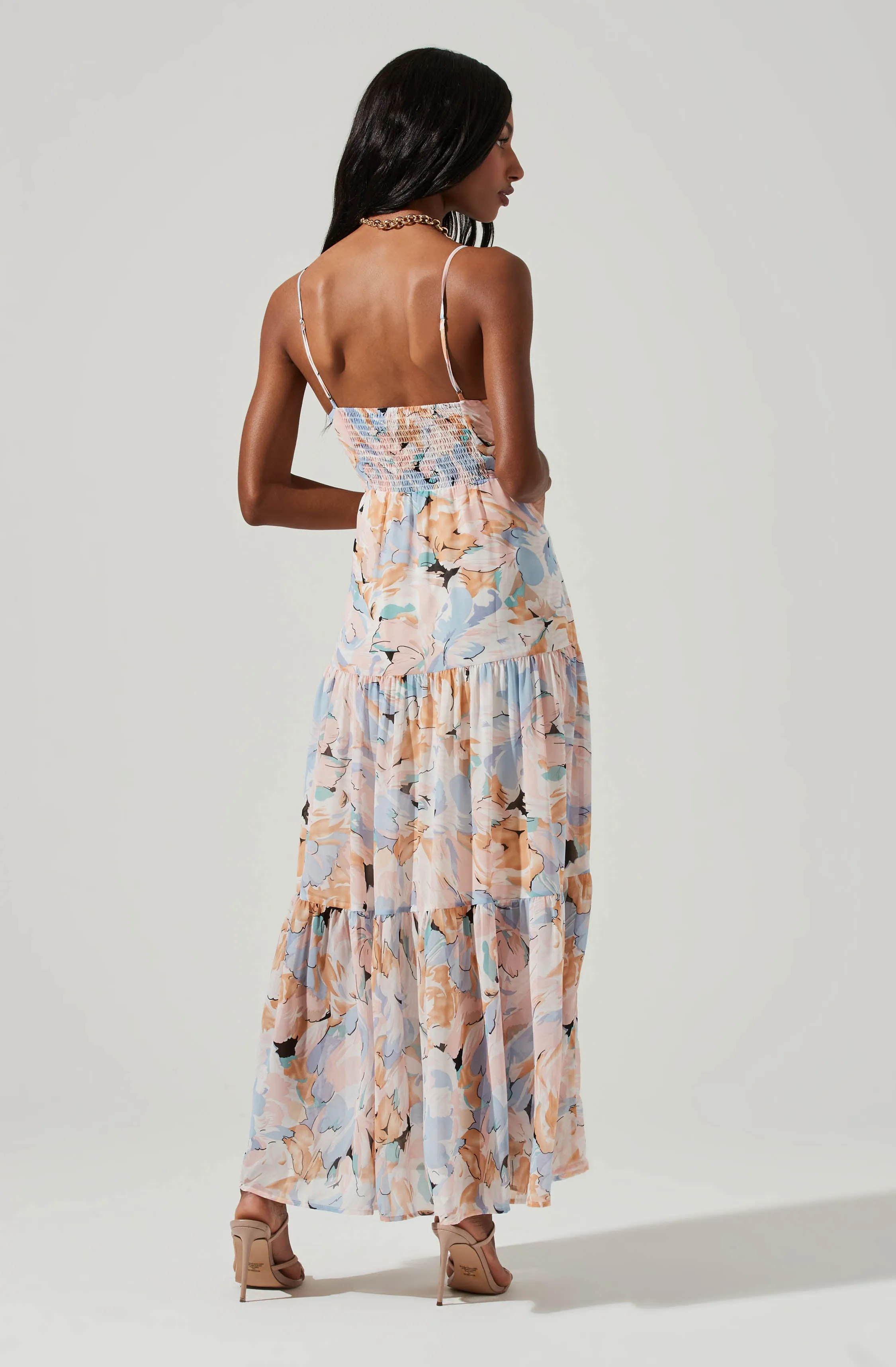 Brandy Floral Cinched Front Cutout Maxi Dress