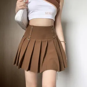 Brown Pleated Summer Skirt SD01344