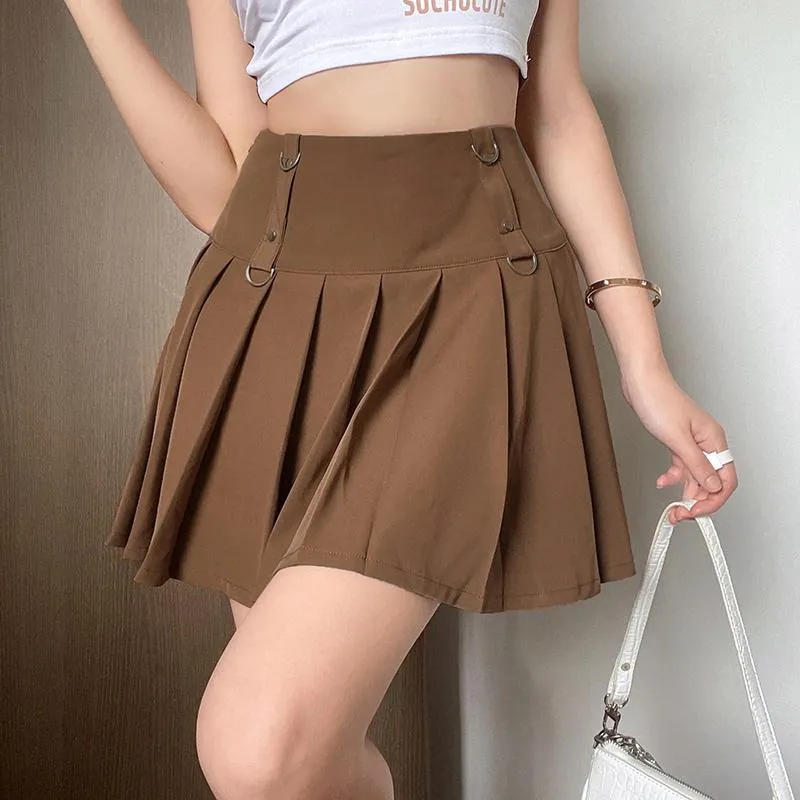 Brown Pleated Summer Skirt SD01344