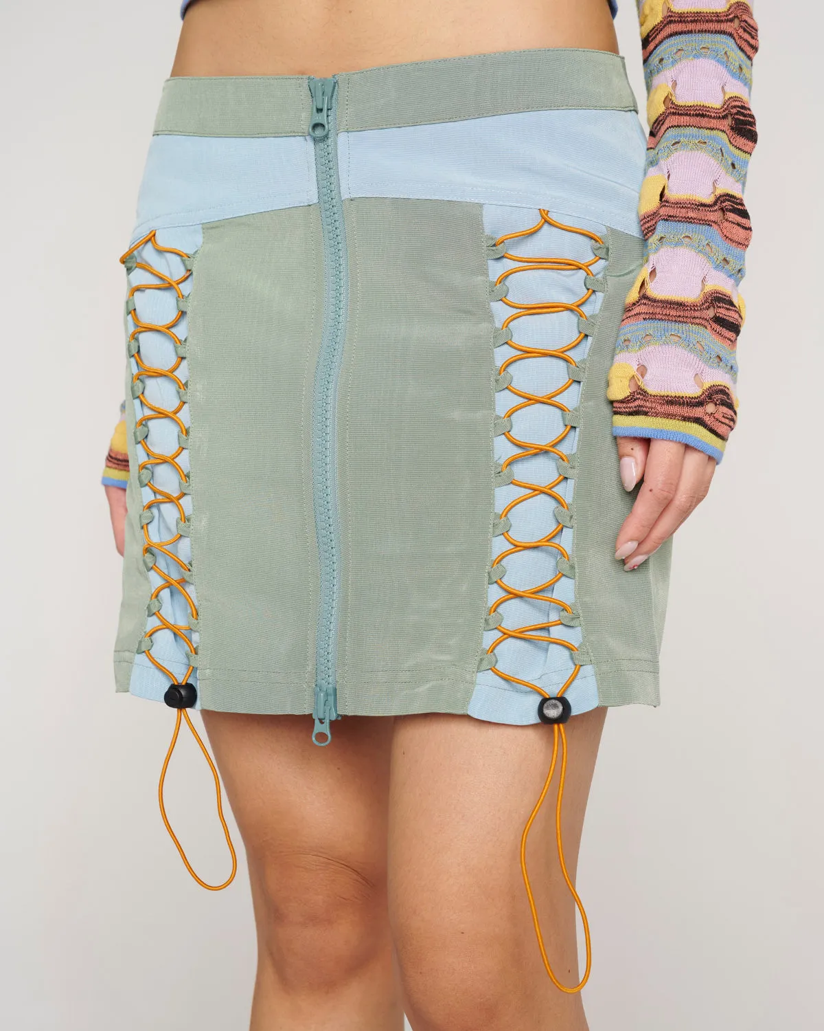 Bungee Zip Mini Skirt - Seafoam