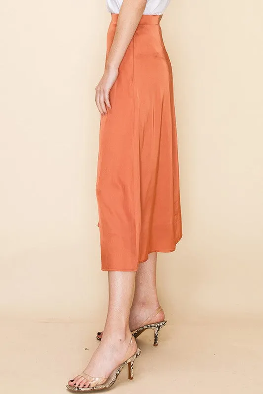 Cassidy Satin Skirt in Terra Cotta