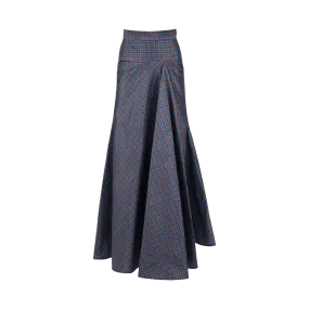 Checked Ruffle Maxi Skirt