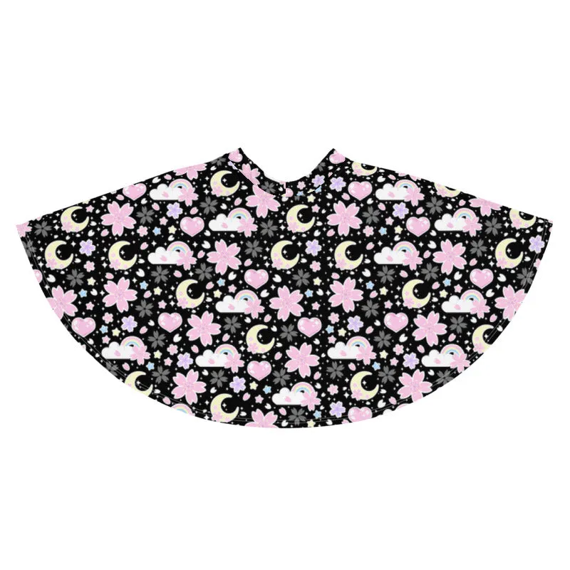 Cherry Blossom Dreams Black Skater Skirt