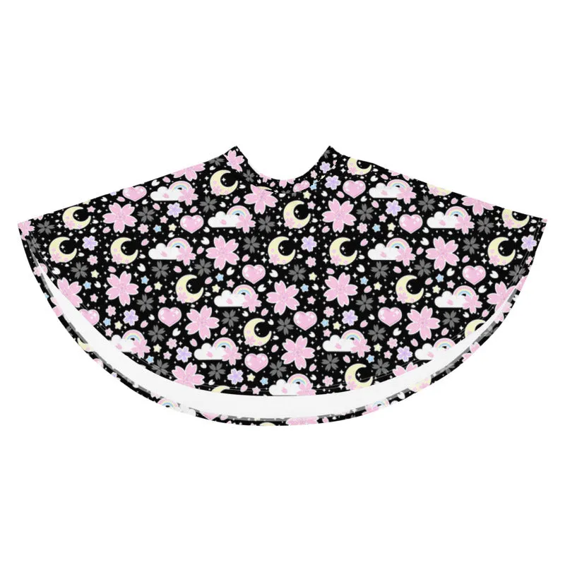 Cherry Blossom Dreams Black Skater Skirt