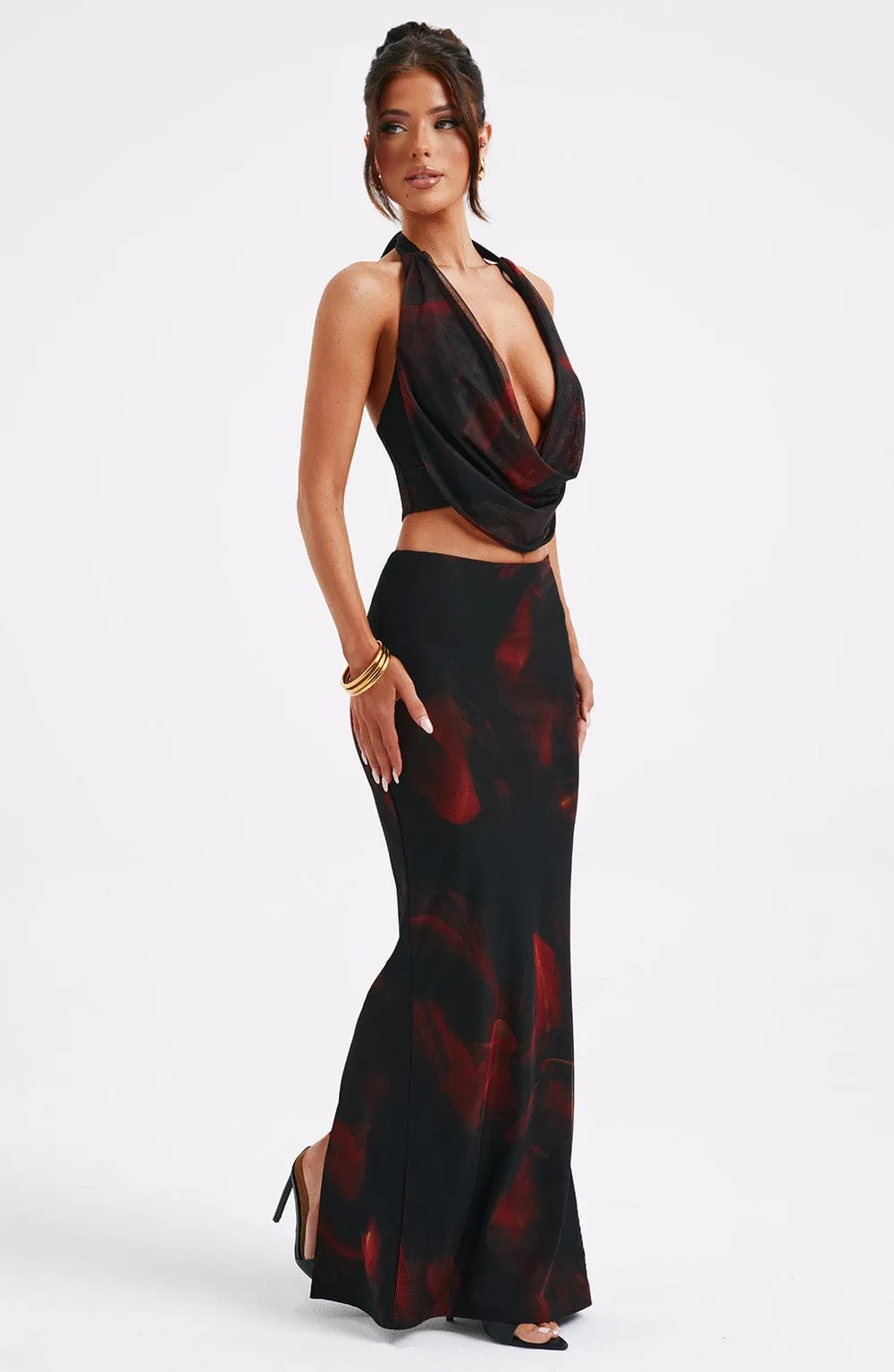 Chrishelle Maxi Skirt - Fire Print