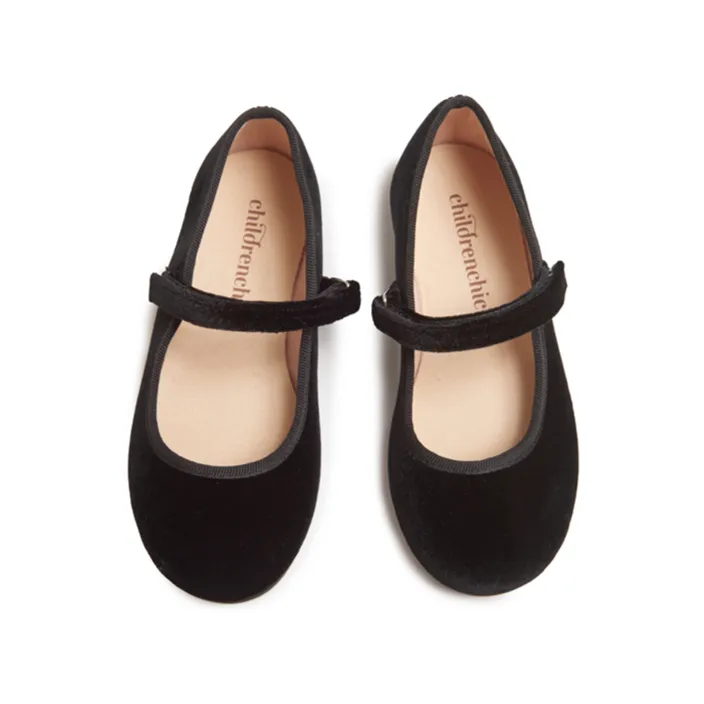 Classic Velvet Mary Janes in Black