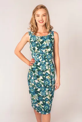 Dalena Turquoise Peonies Dress