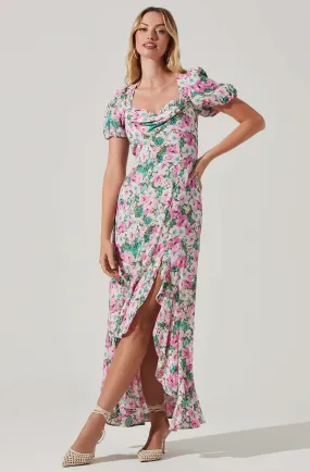 Dayanara Floral Puff Sleeve Midi Dress