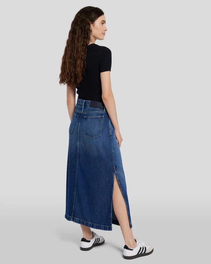 DENIM LUSTRE MIDI SKIRT (WAYNE) - 7 FOR ALL MANKIND