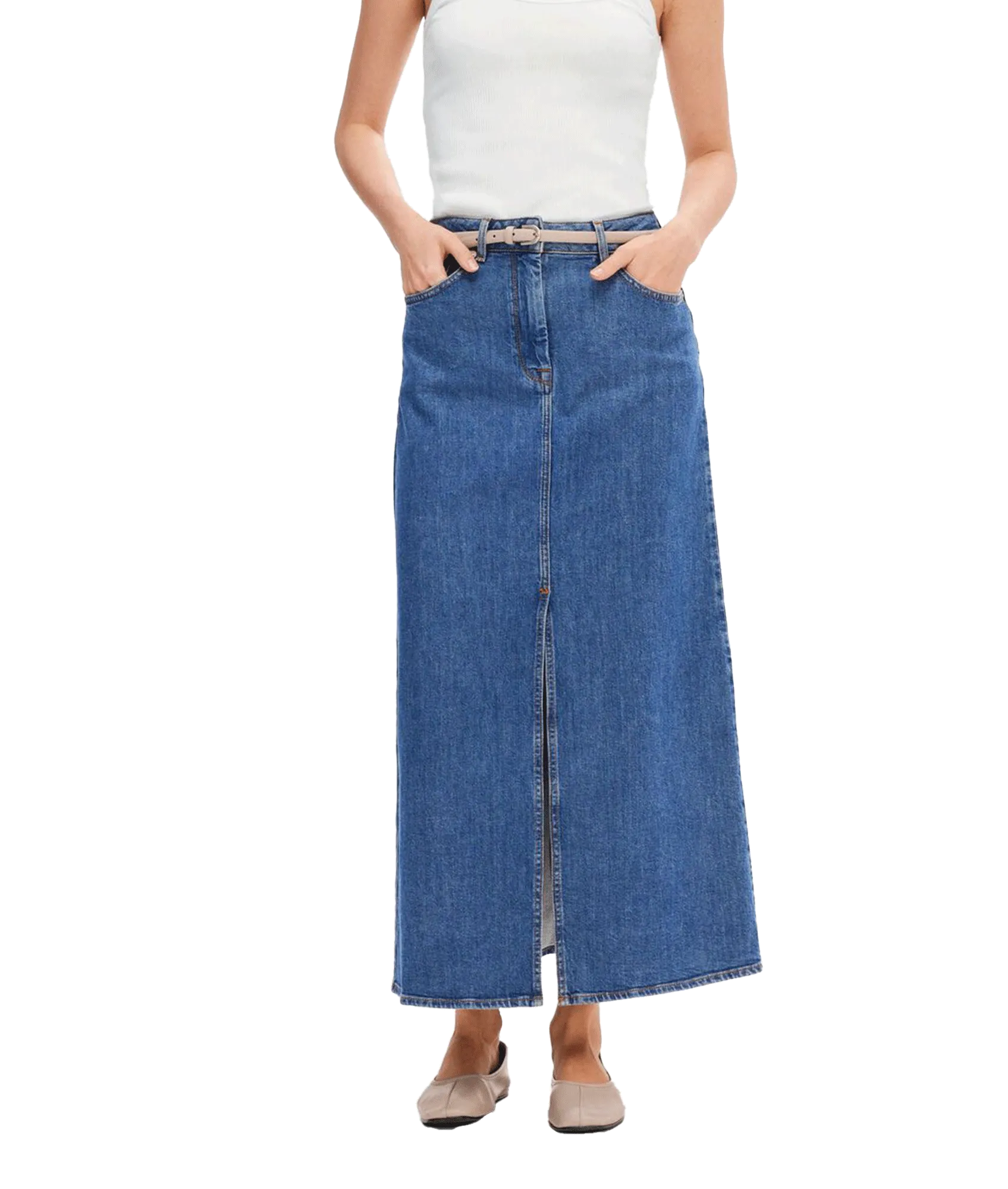 Denim Maxi Skirt - Blue