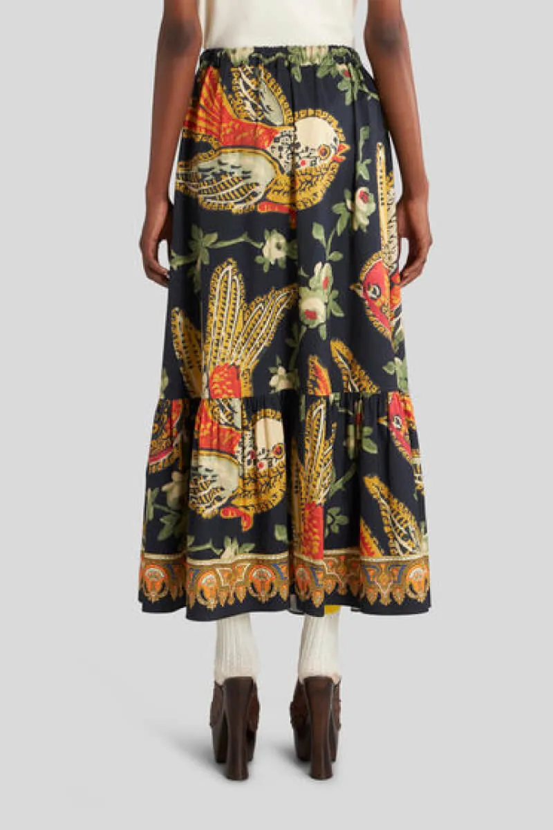 Etro Bird Print Maxi Skirt - Black