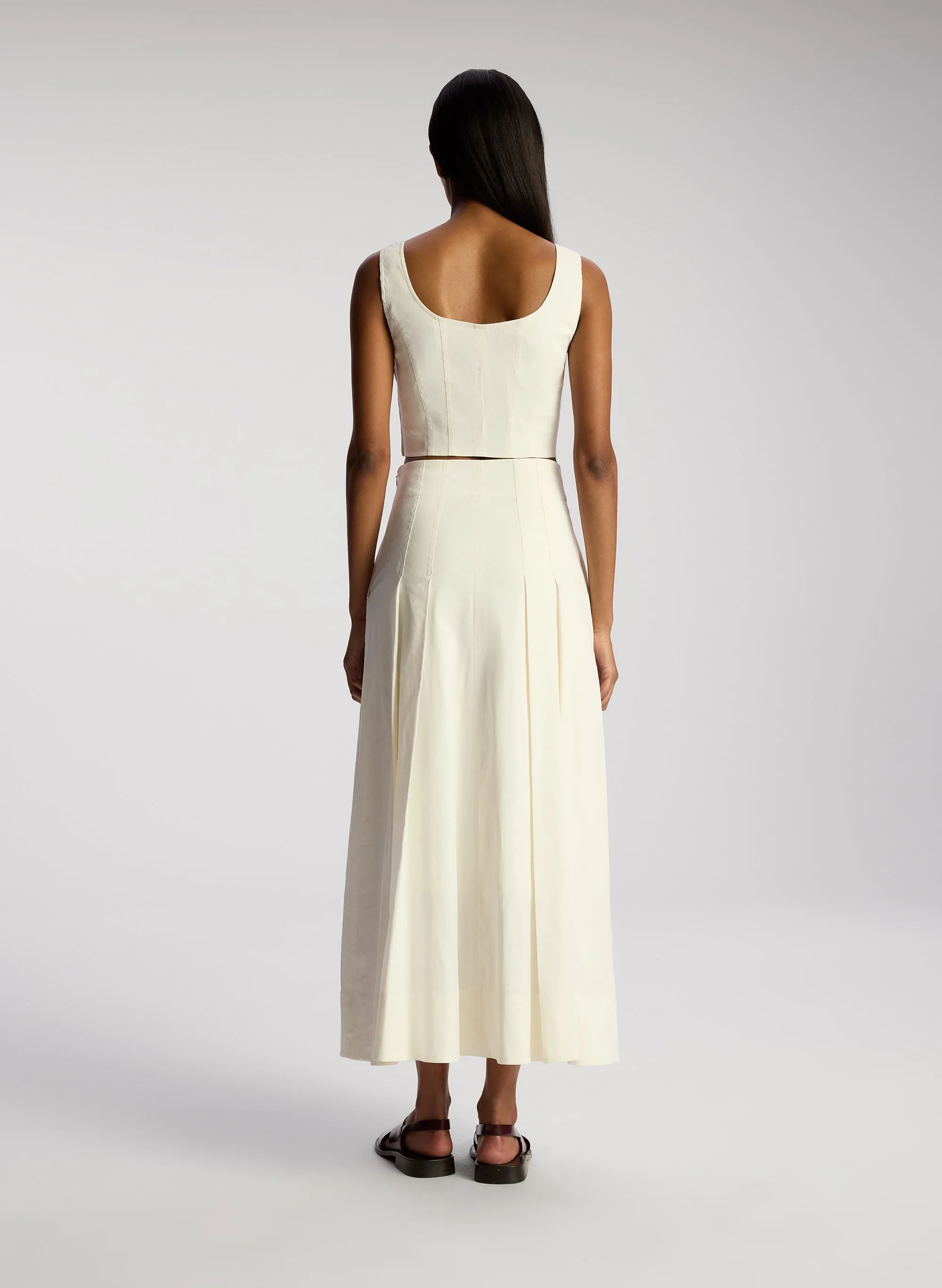 Eve Stretch Linen Midi Skirt