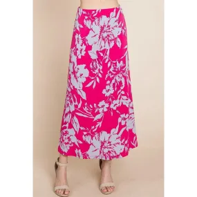 Floral Printed Maxi Skirt With Elastic Waistband