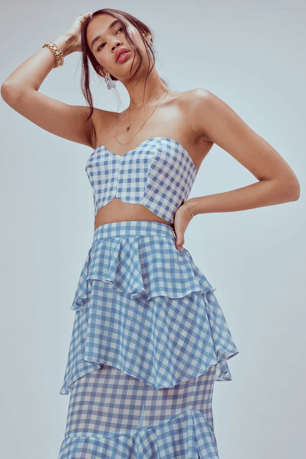 For Love and Lemons Dorothy Ruffled Midi Skirt