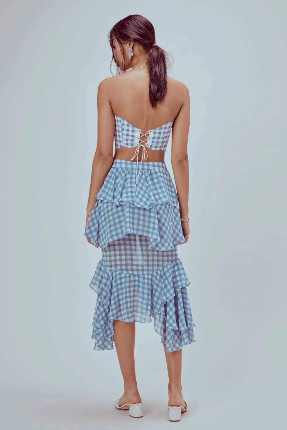 For Love and Lemons Dorothy Ruffled Midi Skirt