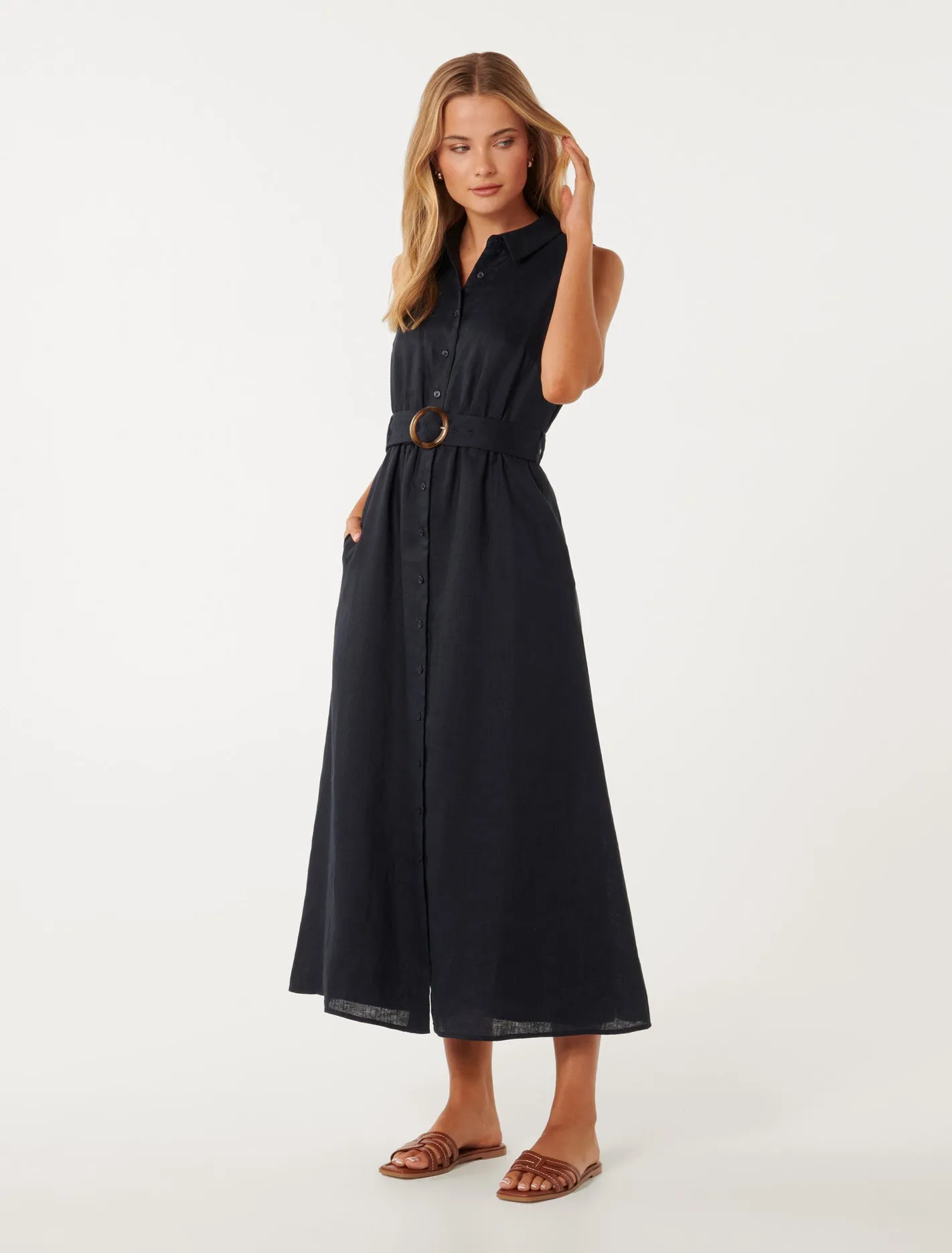 Gabbriette Button Down Midi Dress