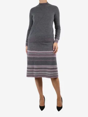 Grey knitted jumper and midi skirt set - size S