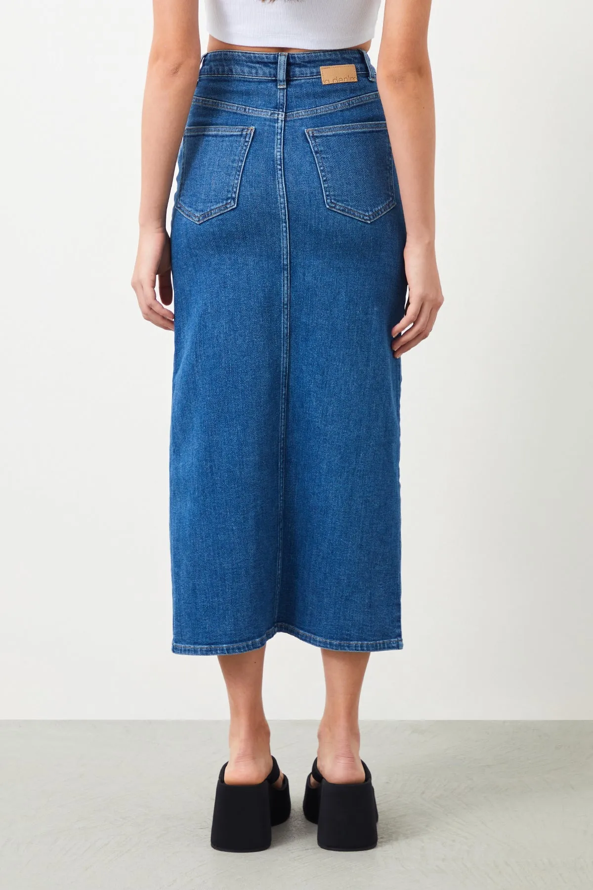 Ilya Blue Slit Women's Maxi Jean Skirt