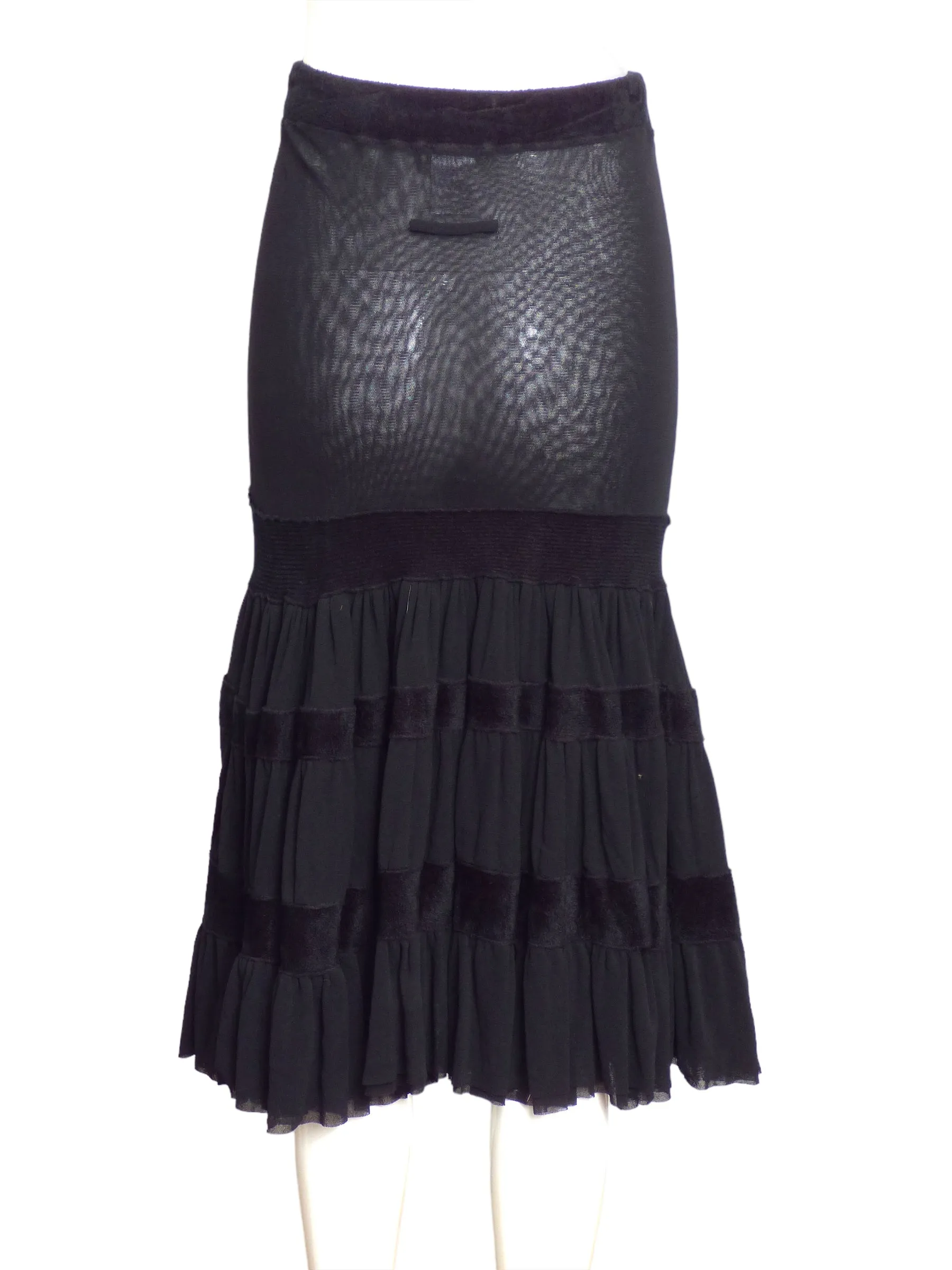 JEAN PAUL GAULTIER -2000s Black Nylon Mesh Skirt,  Size-Medium