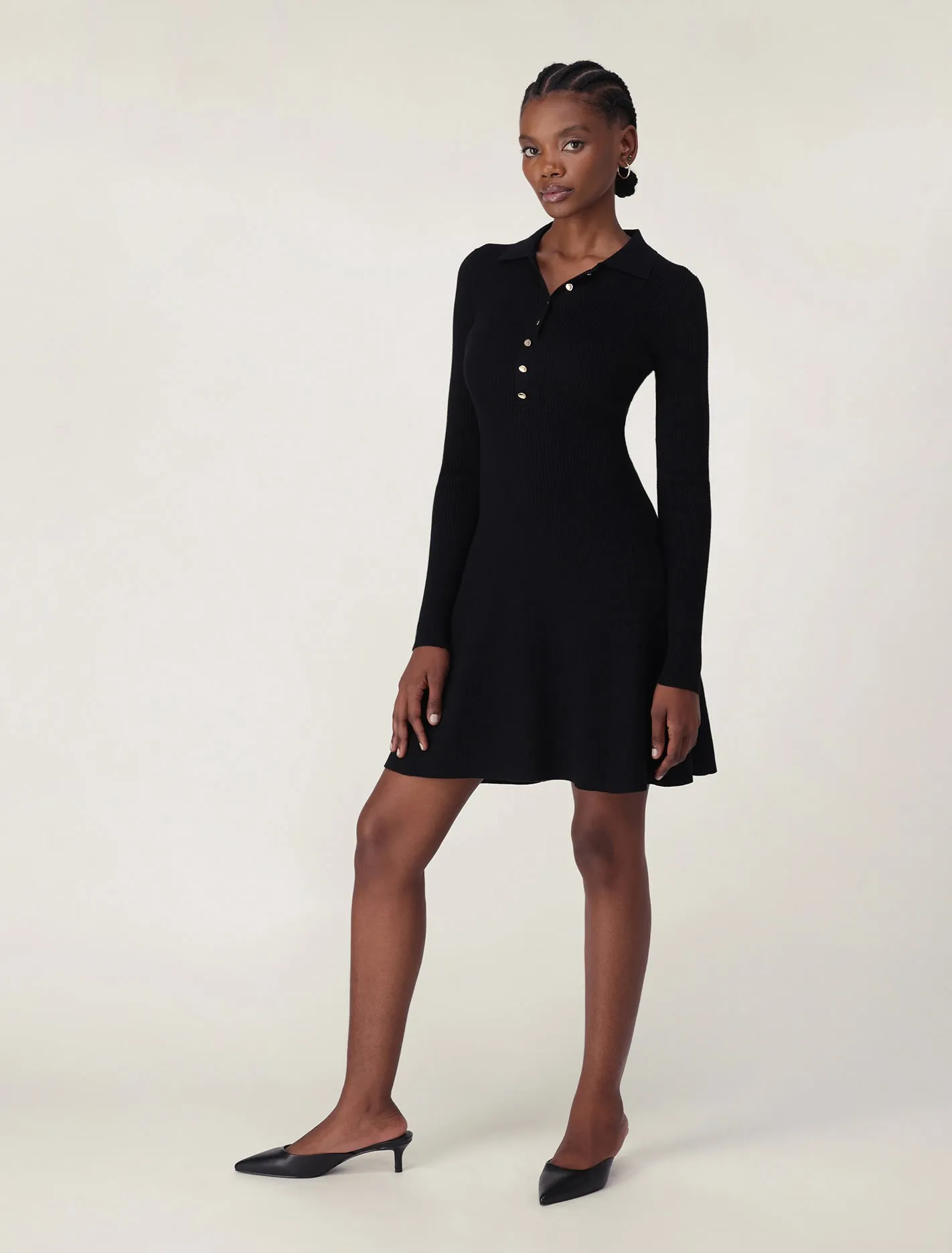 Joanna Half Placket Ribbed Mini Dress