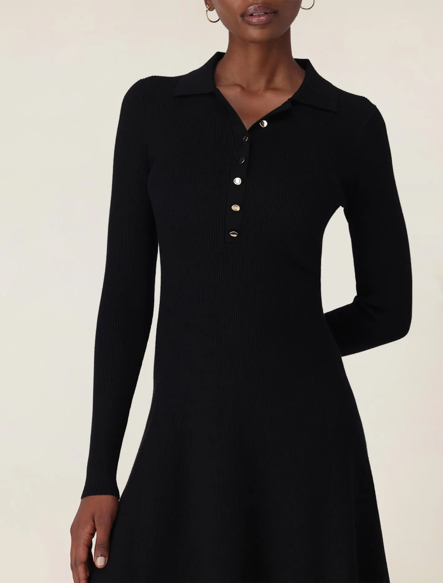 Joanna Half Placket Ribbed Mini Dress