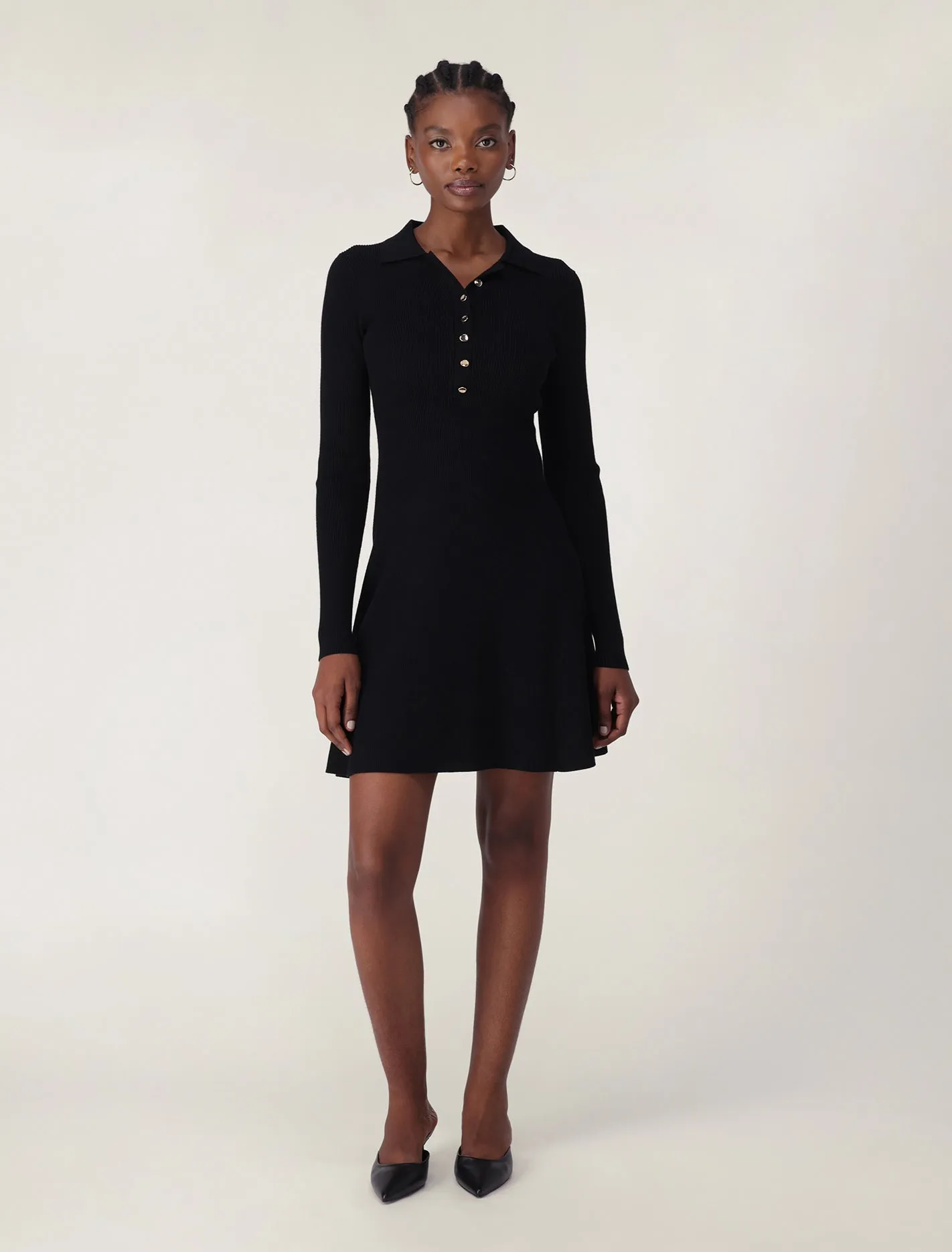 Joanna Half Placket Ribbed Mini Dress