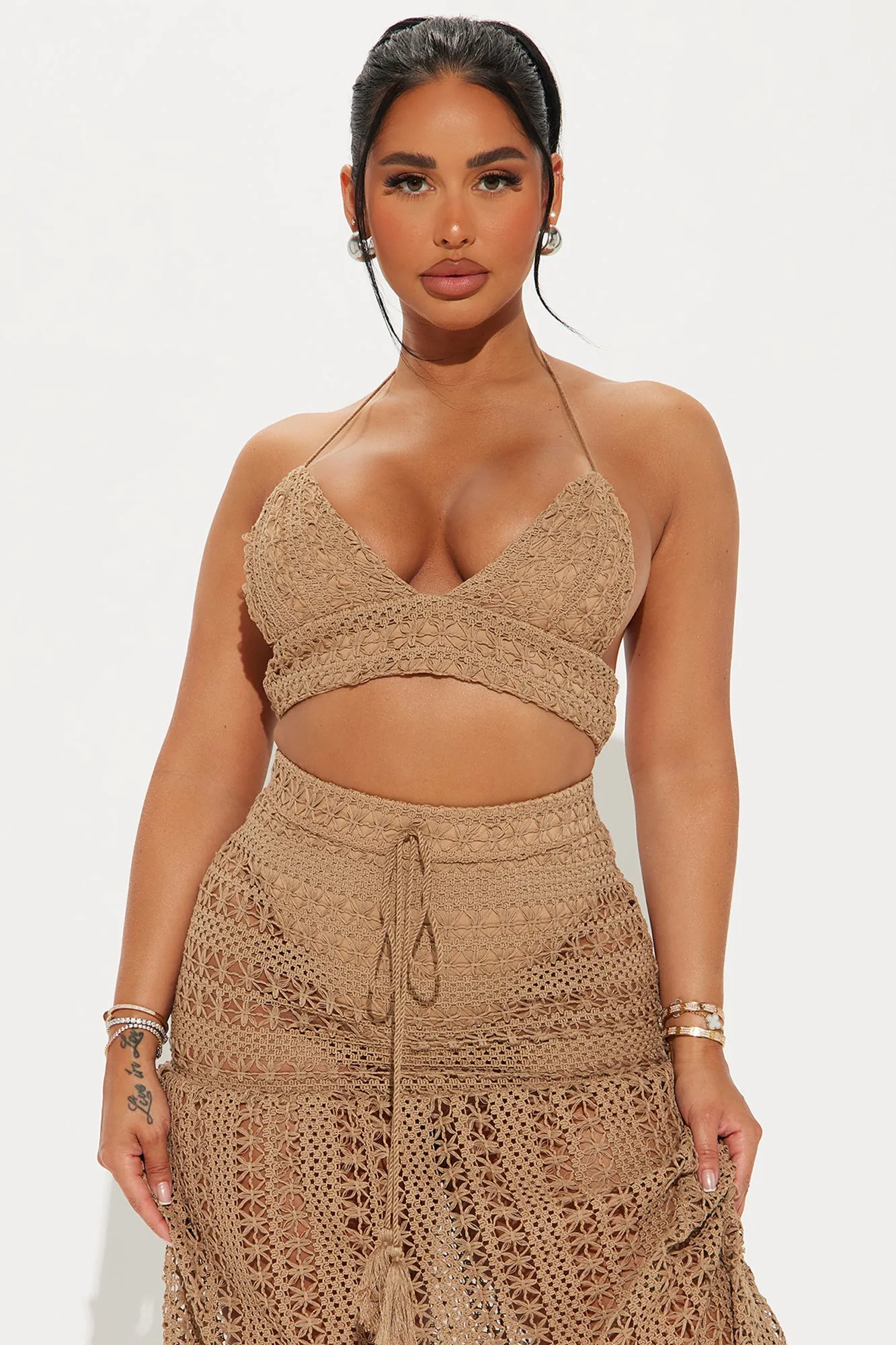 Kalina Crochet Skirt Set - Mocha