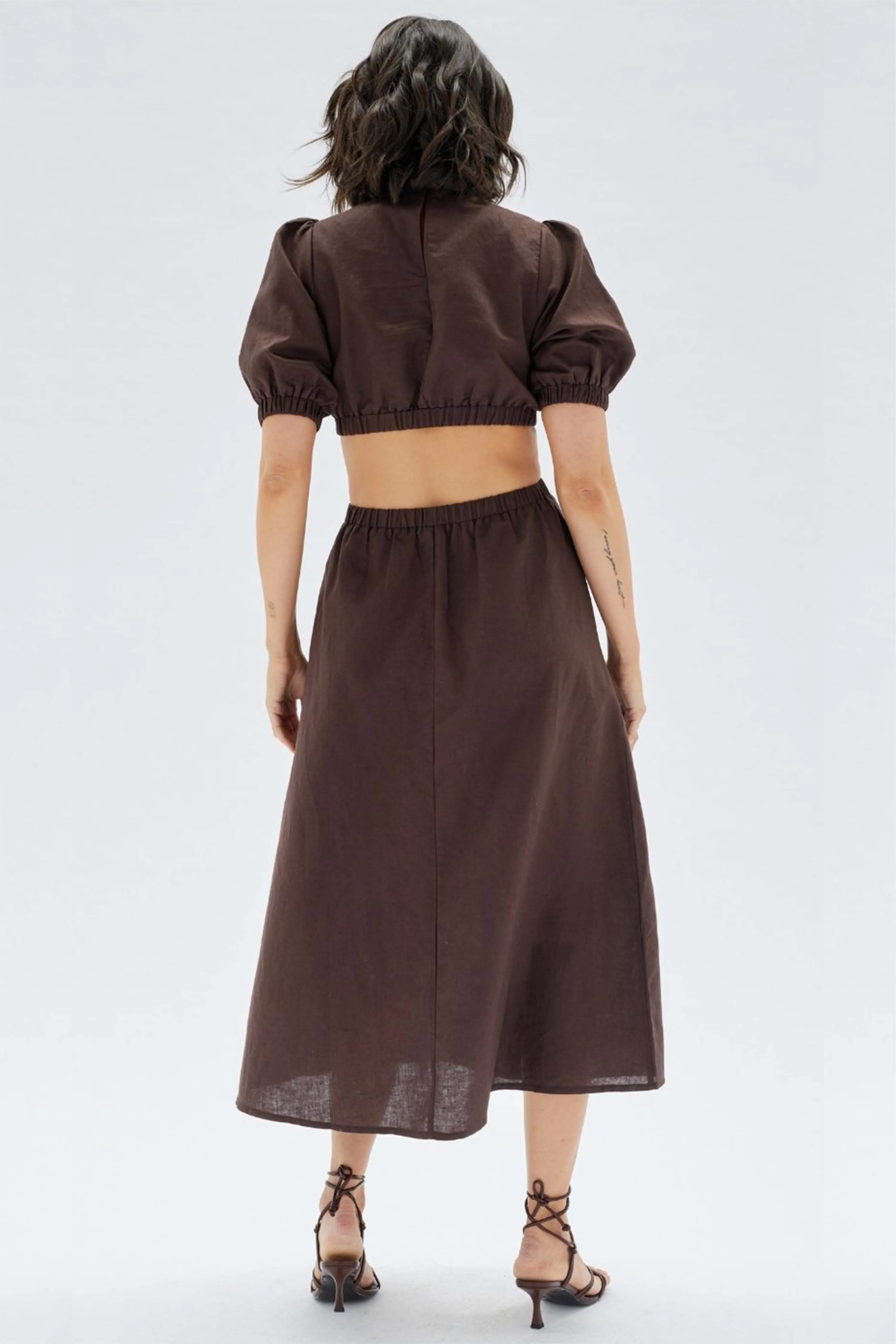 Kenitra SS Ring Chocolate Midi Dress