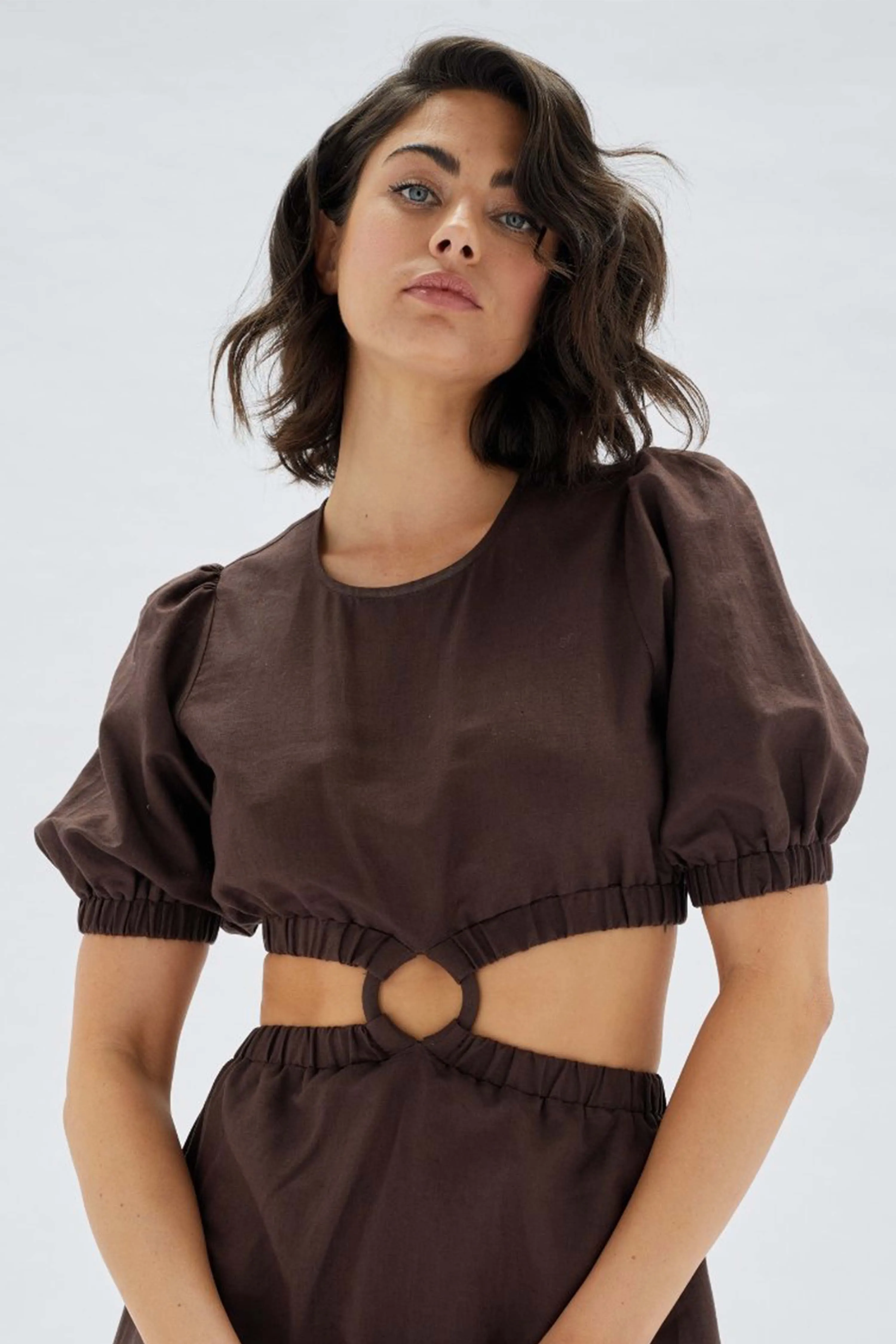 Kenitra SS Ring Chocolate Midi Dress