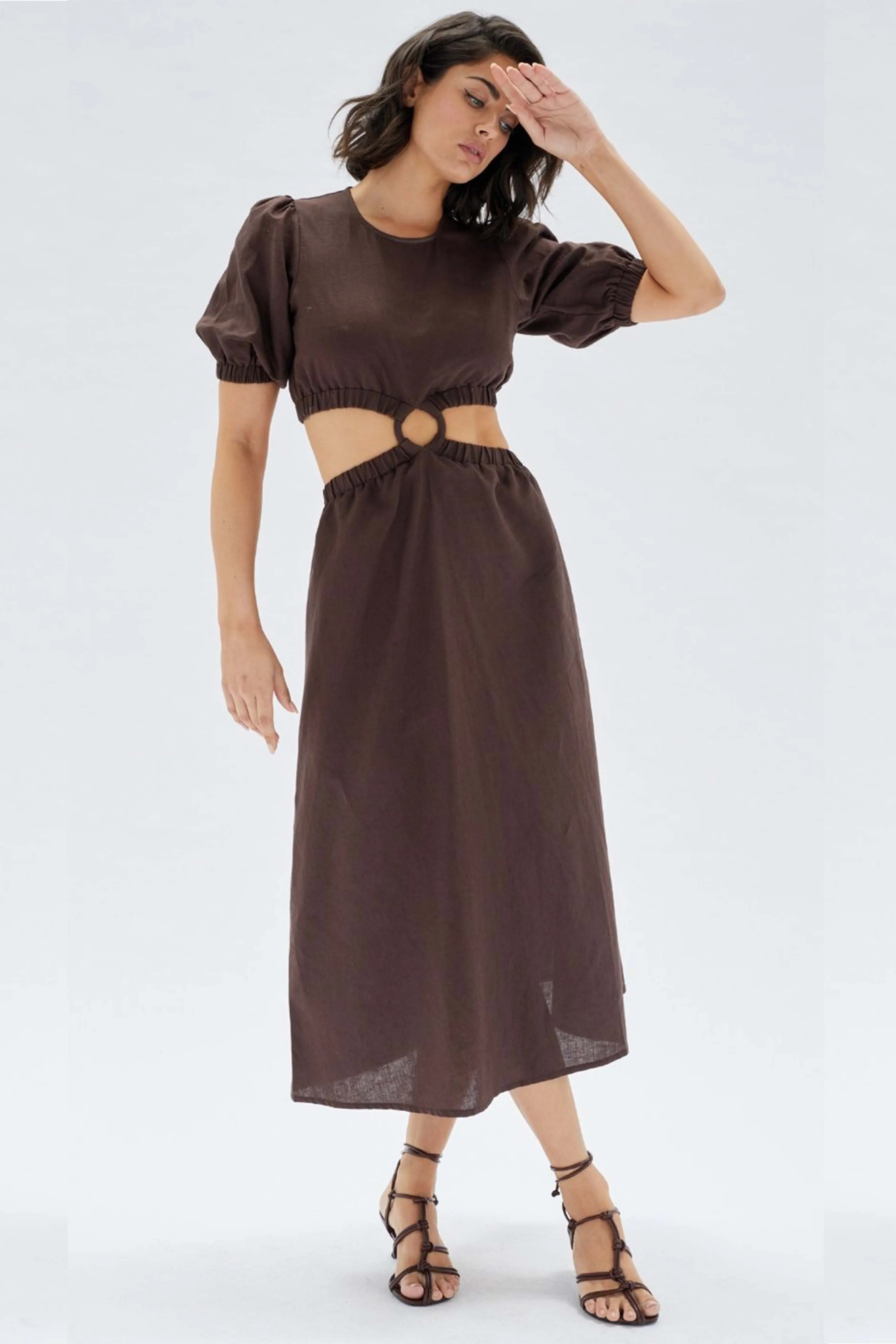 Kenitra SS Ring Chocolate Midi Dress