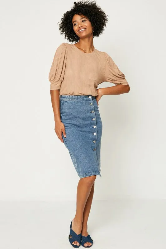 Kira Denim Midi Skirt